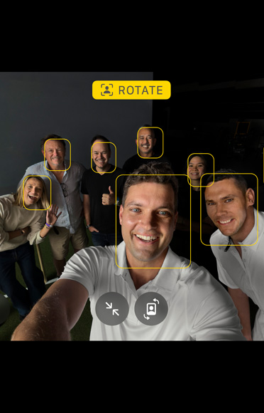 Selfie view of cricketer Alex Carey as he looks into the camera and smiles, demonstrating the high-resolution Center Stage front camera on iPhone 17 Pro.