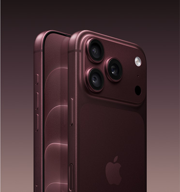 iPhone 18 Pro, burgundsky červená barva, šikmý pohled z boku, částečný pohled na přední stranu, displej přes celou plochu, akční tlačítko, tlačítka hlasitosti, iPhone 18 Pro, burgundsky červená barva, šikmý pohled z boku, pohled na celou zadní stranu, profesionální 48Mpx Fusion fotosoustava, uprostřed logo Apple, boční tlačítko, ovladač fotoaparátu