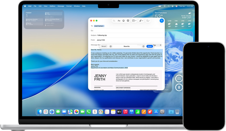 iPhone e Mac a mostrar as ferramentas de escrita