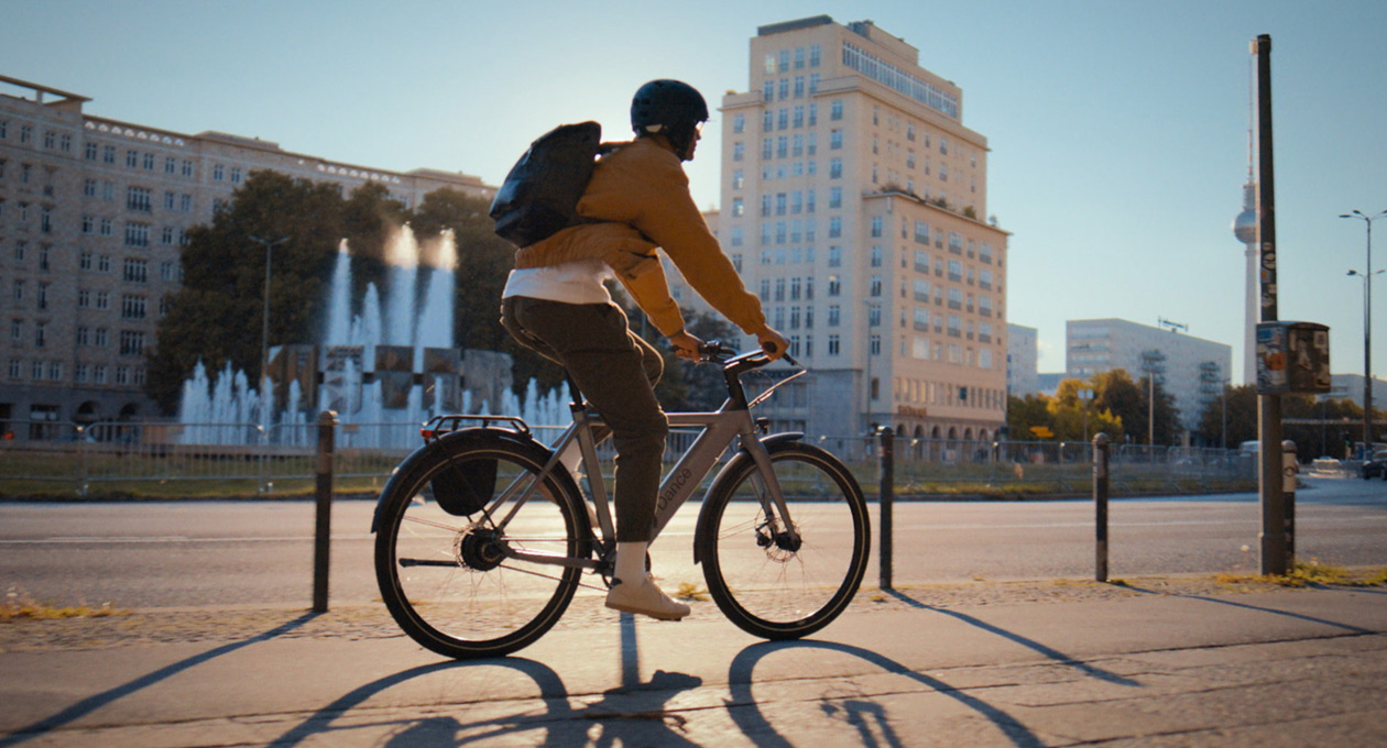A man riding a bike