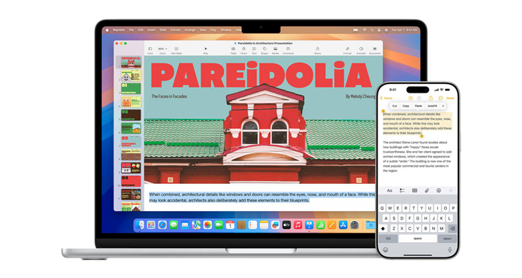 MacBook Pro con chip M4 mostrando las apps Duplicación del iPhone y DoorDash en la pantalla.