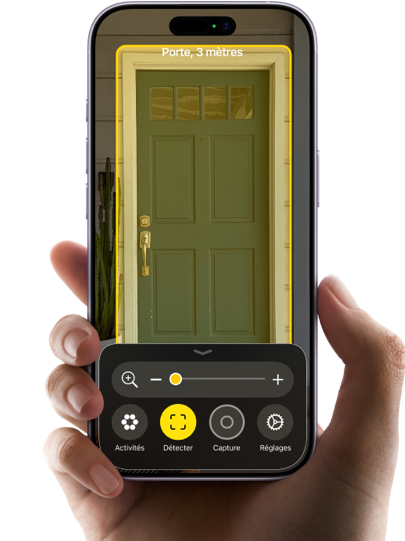 Dans l’app Loupe, la fonctionnalité de Détection des portes identifie une porte.