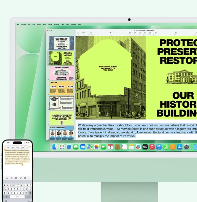 Πράσινος iMac και iPhone δίπλα-δίπλα. Αντιγραφή και επικόλληση κειμένου από την εφαρμογή Σημειώσεις του iPhone στον iMac
Αντιγραφή και επικόλληση κειμένου από την εφαρμογή Σημειώσεις του iPhone στον iMac