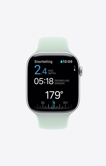 Snorkeling metrics in the Oceanic+ app.