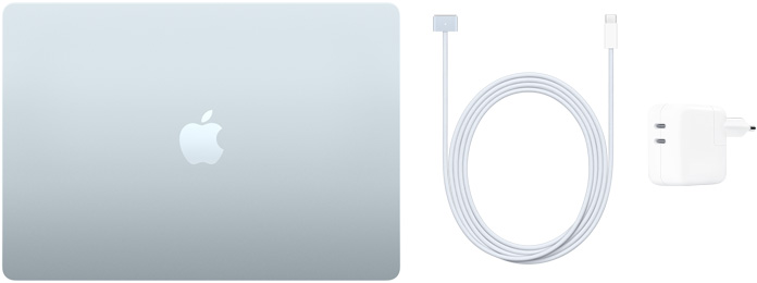 15-inčni MacBook Air, kabel USB-C na MagSafe 3 i kompaktni adapter za napajanje s dva priključka USB-C od 35 W