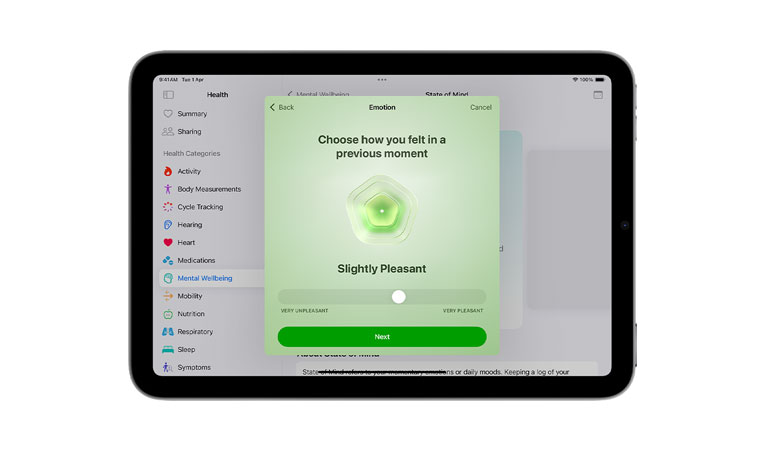 Apple Vision Pro wearer using the Mindfulness app