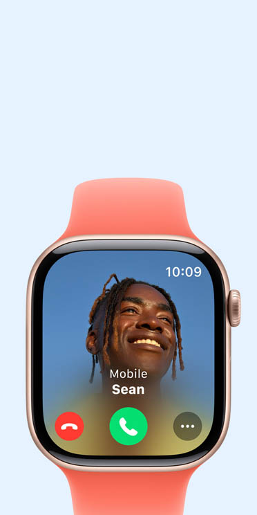 Apple Watch Series 10 with an incoming call.