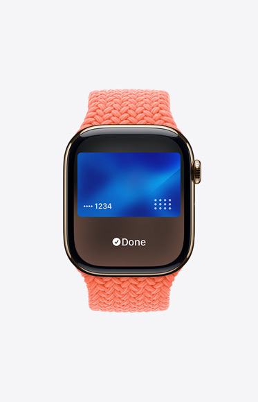 Une Apple Watch Series 10 affiche une Apple Card dans Apple Pay.