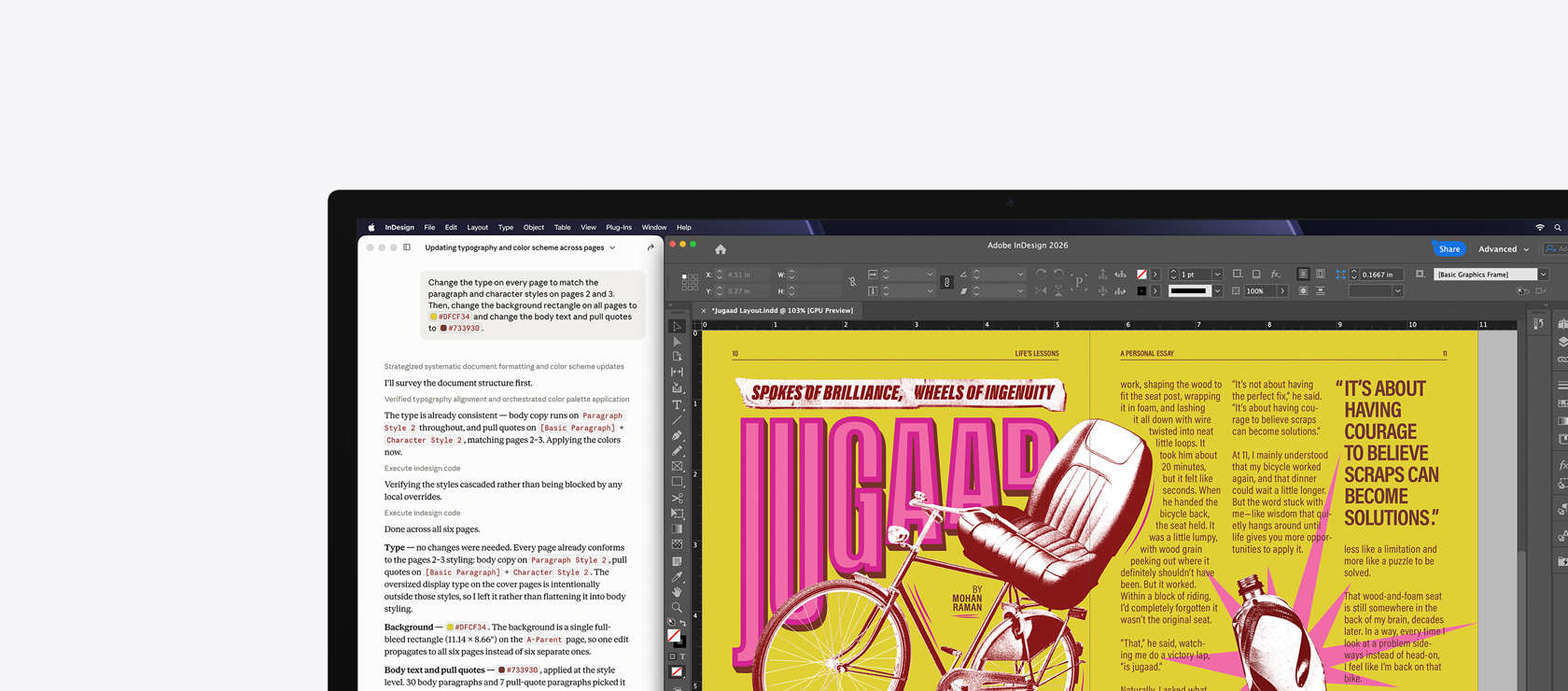 برنامج Adobe InDesign 2026، طلب إنشاء مستخدم في نافذة ثانية من أجل تصميم ملصق