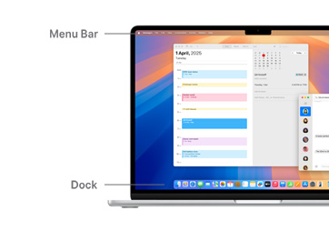 A tour of macOS navigation, like the Menu Bar at the top of the MacBook device display screen and Dock.