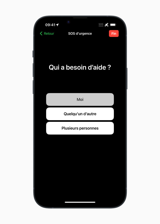 Le questionnaire invite l’utilisateur à indiquer qui a besoin d’aide.