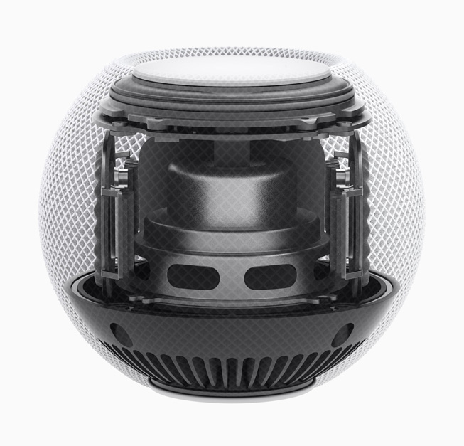 See-through of the internals of HomePod mini.