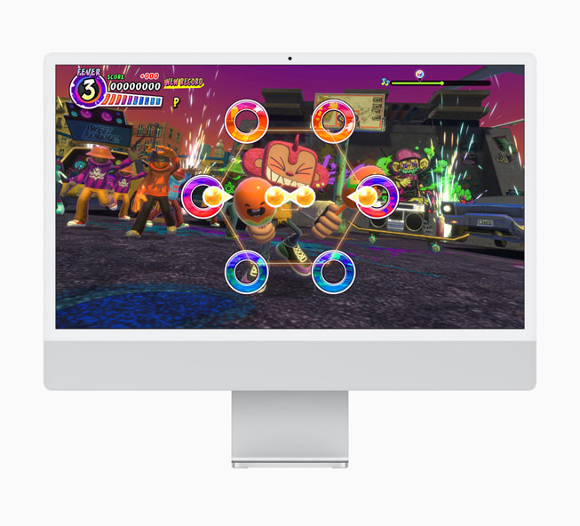 Samba de Amigo: Party-To-Go를 보여주는 iMac 24 화면.