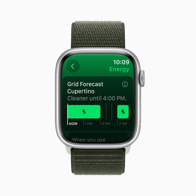 Den nya funktionen Grid Forecast på Apple Watch Series 9.