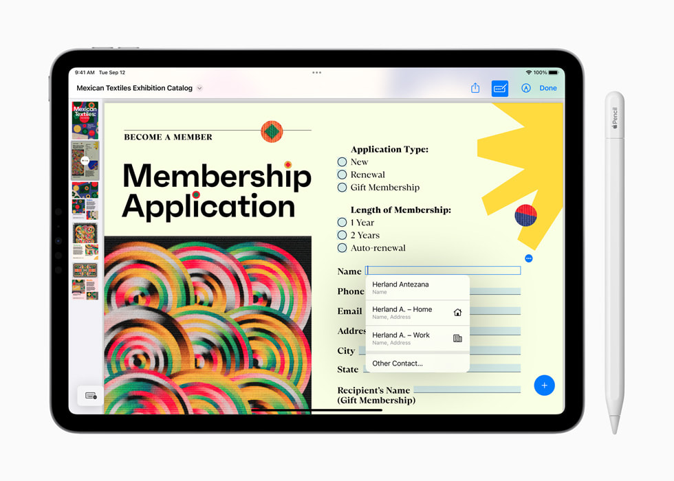 ميزة التعبئة التلقائية الجديدة لملفات PDF في نظام iPadOS 17.