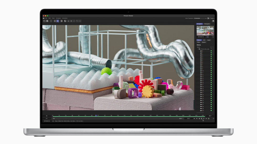 Nya MacBook Pro med M3 Max med ett Maxon Redshift-projekt på skärmen.