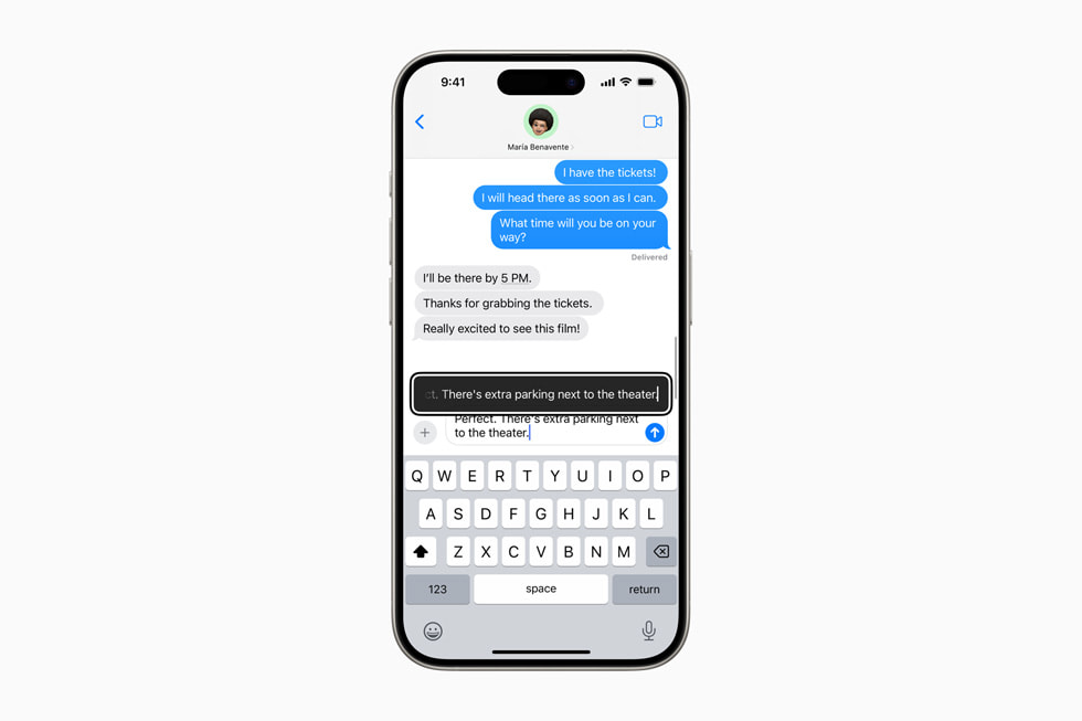Hình ảnh trải nghiệm Hover Typing trên iPhone 15 Pro.