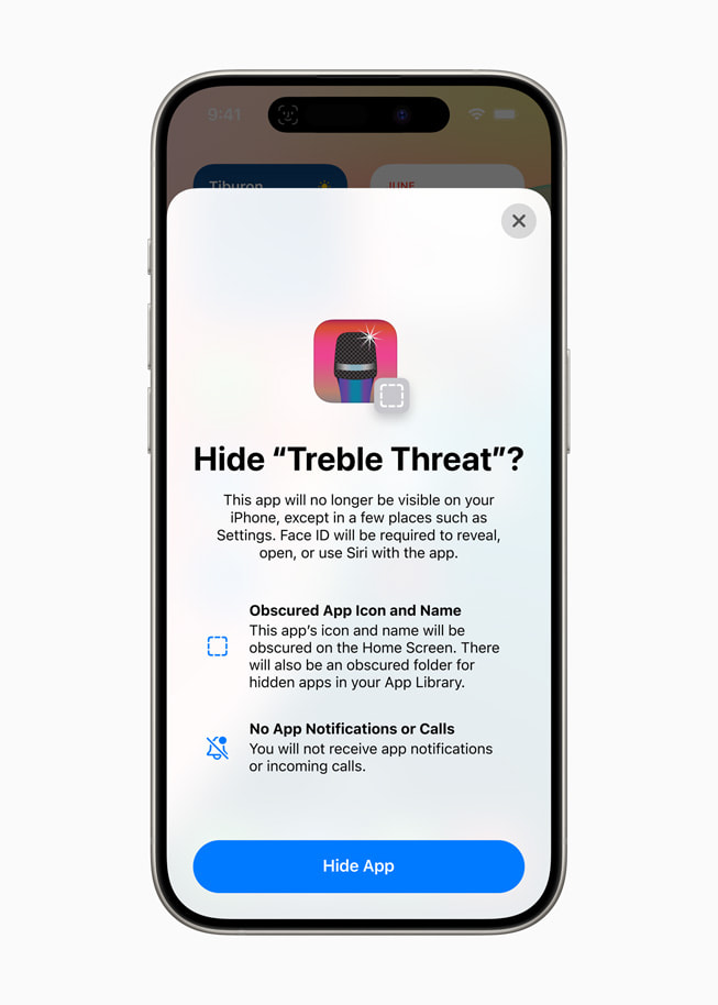 Hình ảnh menu ẩn ứng dụng trên iPhone 15 Pro.