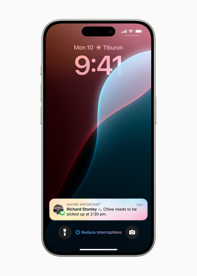 El nuevo modo de concentración Reduce Interruptions en un iPhone 15 Pro.