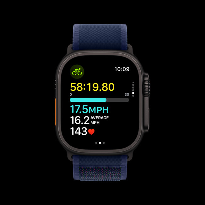 Cyklingsstatistik visas på Apple Watch Ultra 2.
