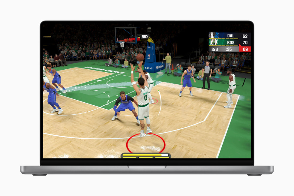 Et stillbilde fra NBA 2K25 Arcade Edition på MacBook Pro.
