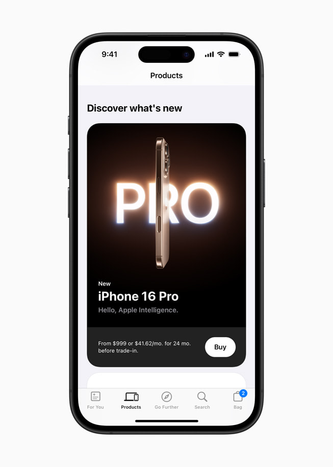 La página Productos en la rediseñada app Apple Store.