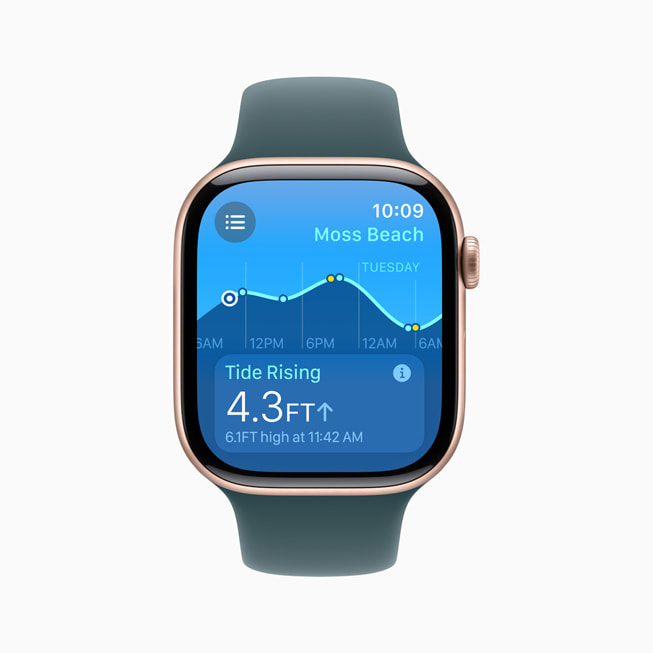 Tidevann-appen på Apple Watch Series 10 viser en høyvannshøyde på 149 cm.