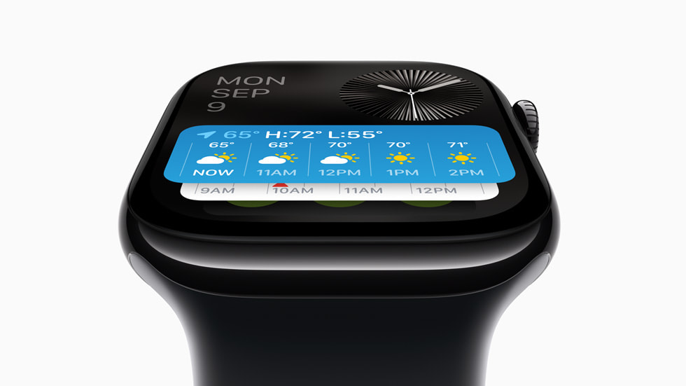 Forsiden av Apple Watch Series 10 vises vinklet bakover.