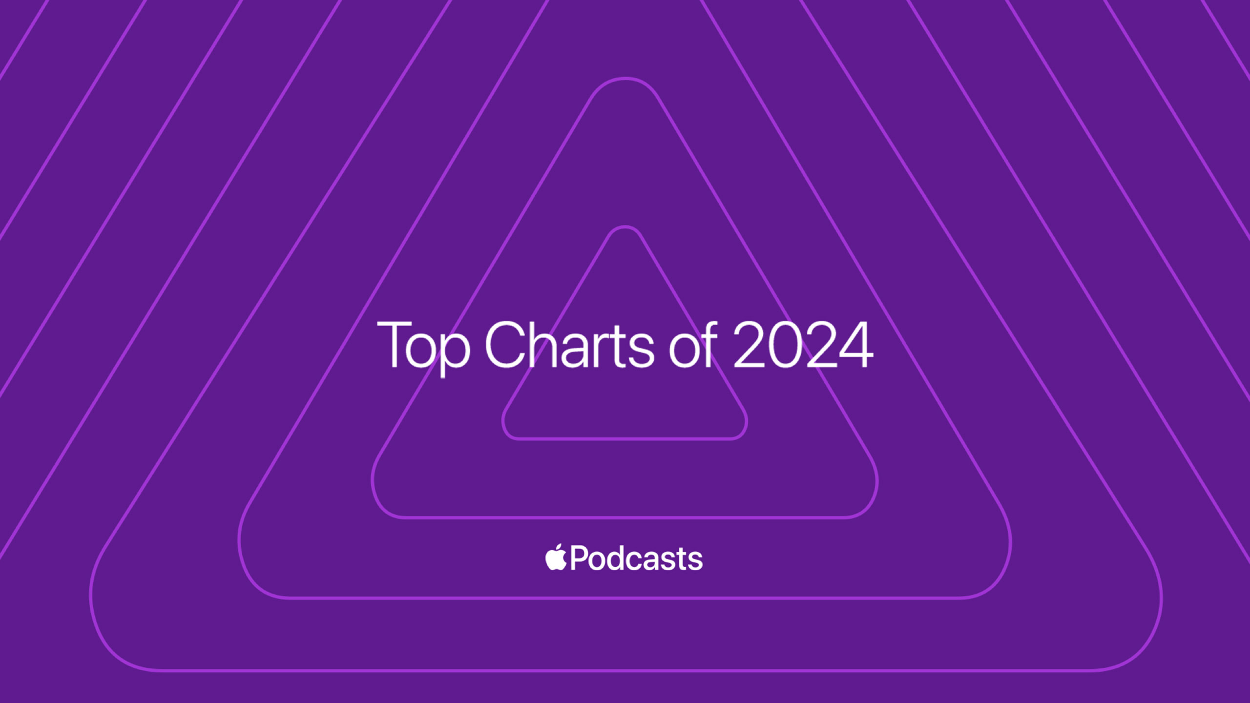 Hovedgrafik til Apples podcasthitlister 2024.