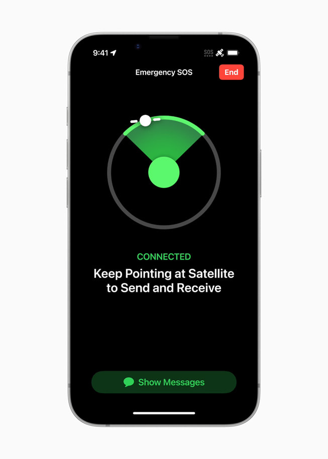 O recurso SOS de Emergência via Satélite no iPhone 16e.