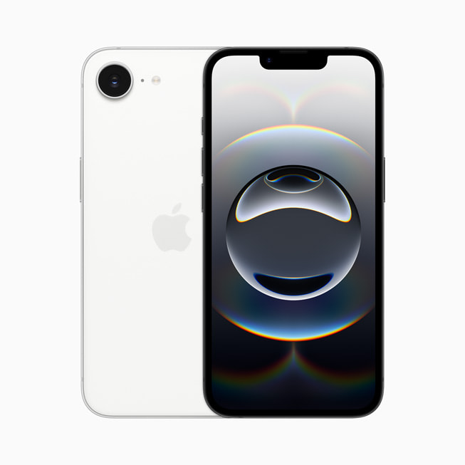 A tela de 6,1 polegadas e a câmera traseira do iPhone 16e.