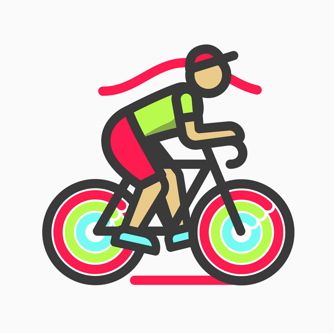 サイクリングをしている人物のイラストのアイコンが表示されているApple Watch。