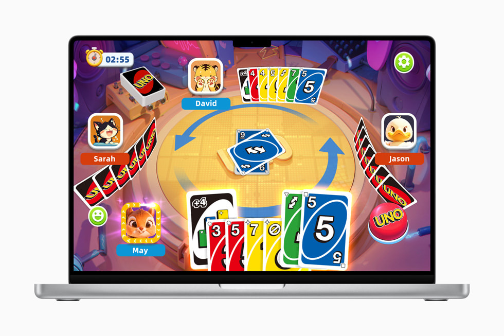 MacBook Pro 16に表示されている「UNO：アーケードエディション」（Mattel163）のアート。