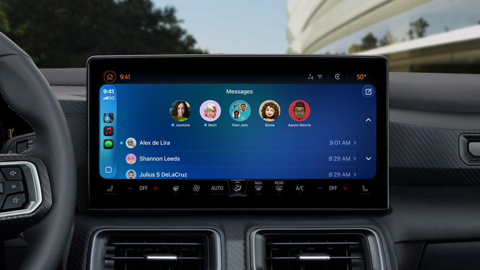 Conversations épinglées au sein de Messages affichées dans CarPlay.