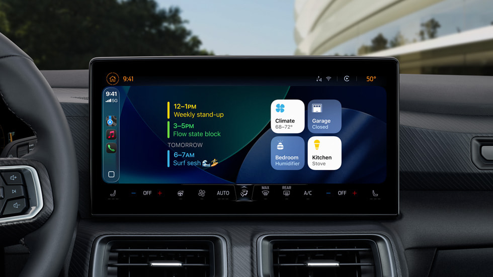 Widgets affichés dans CarPlay.