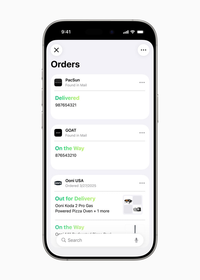 En un iPhone 16 Pro, Apple Wallet muestra la información de seguimiento de compras recientes realizadas por el usuario.