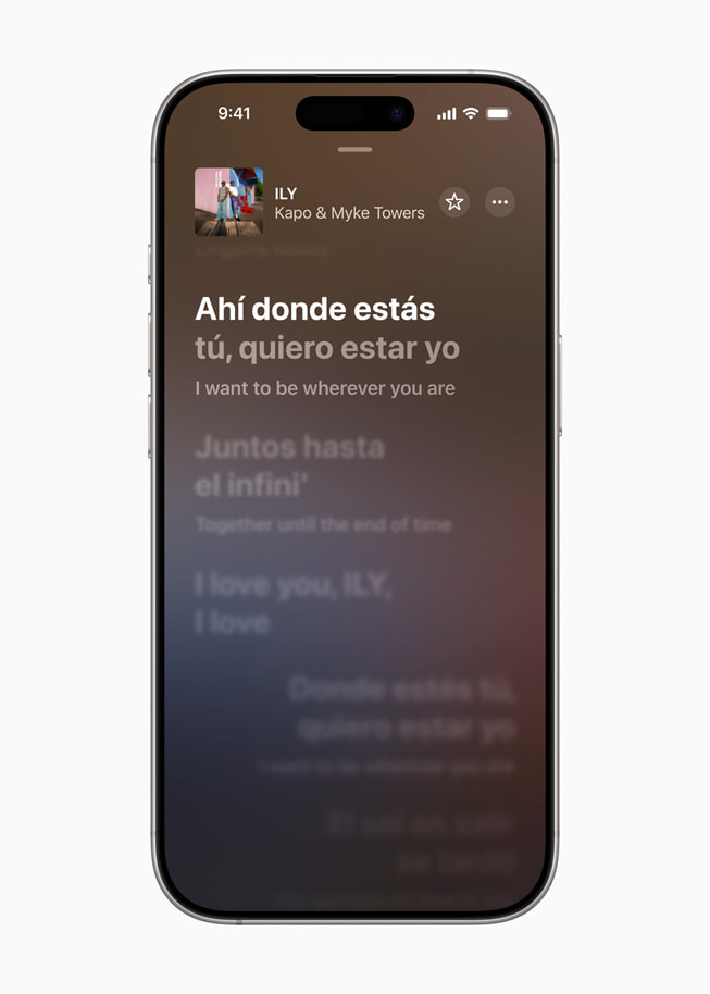 Se muestra la nueva funcionalidad Traducción de Letras en Apple Music.