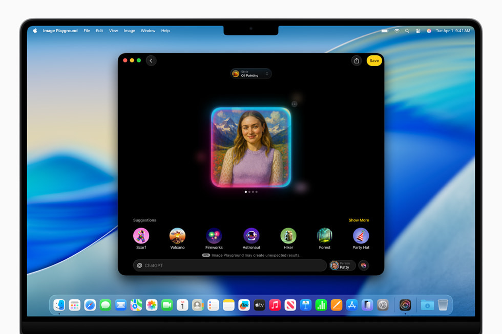Image Playgroundの画面が表示されている16インチMacBook Pro。