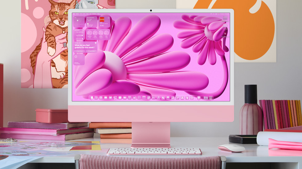 新しいデザインのホーム画面が表示されているiMac。
