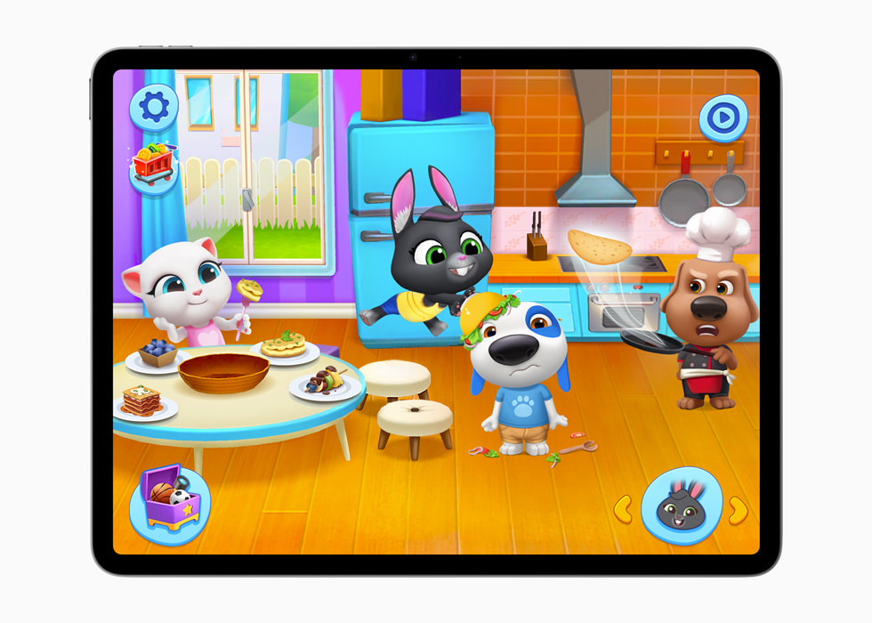 Pantalla de My Talking Tom Friends+ en un iPad Air de 13 pulgadas.