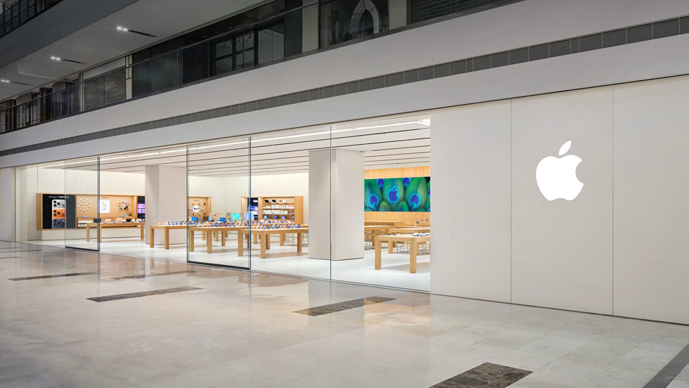 The exterior of Apple Noida in Noida, Uttar Pradesh, India.