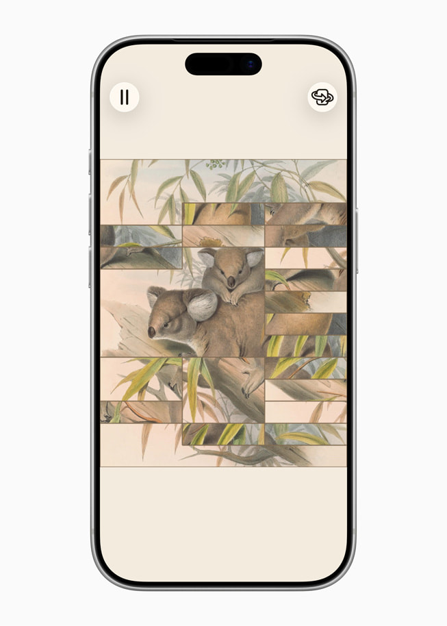 A screenshot taken on iPhone 17 Pro of a puzzle that portrays a baby and mommy koala sitting in a eucalyptus tree. 