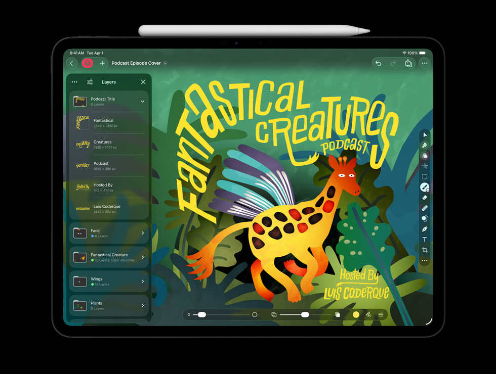 The Layers sidebar in Pixelmator Pro displayed on iPad Pro.