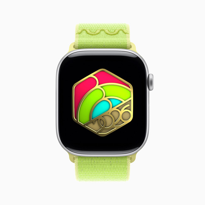 Die Limited Edition-Auszeichnung Neujahrs-Herausforderung auf einer Apple Watch. 
