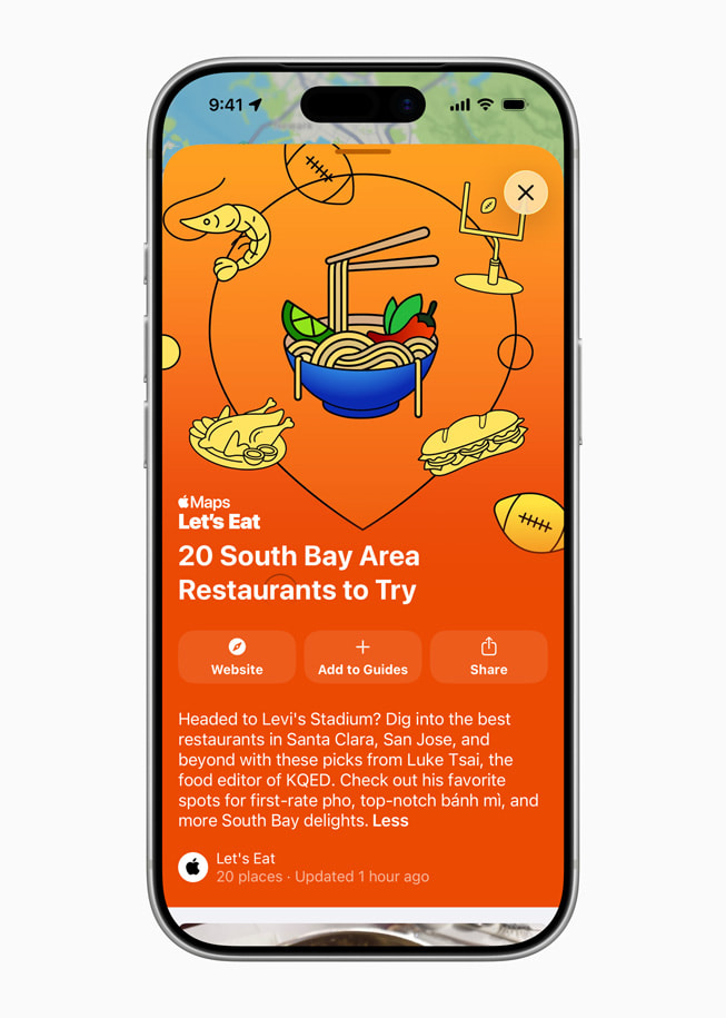Un iPhone 17 Pro affiche l’app Plans et le guide de Lucas Tsai avec les meilleurs restaurants de la South Bay de Los Angeles.