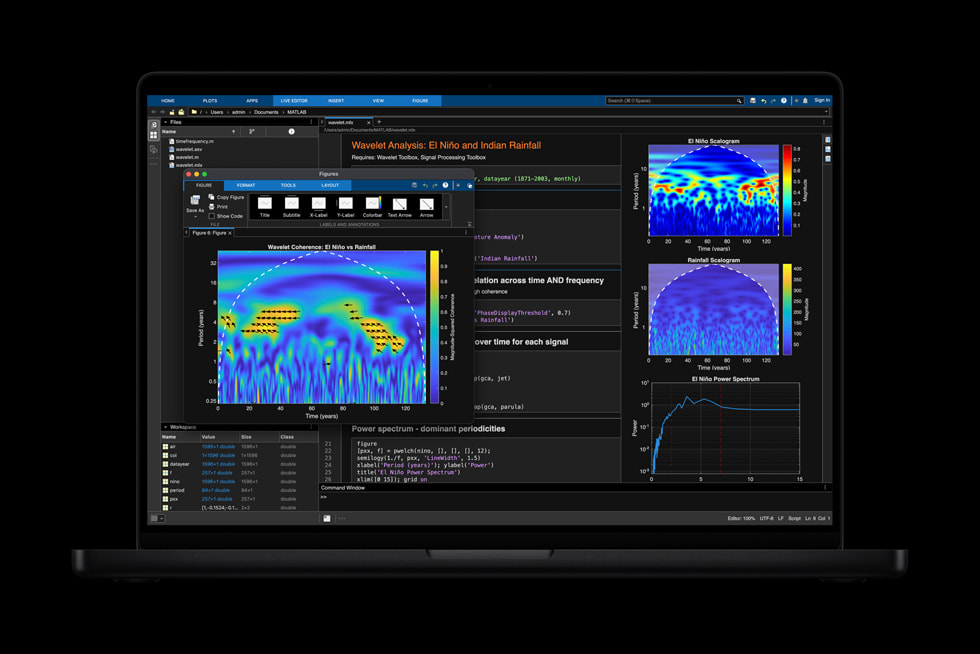 MacBook Pro shows a MATLAB screen.