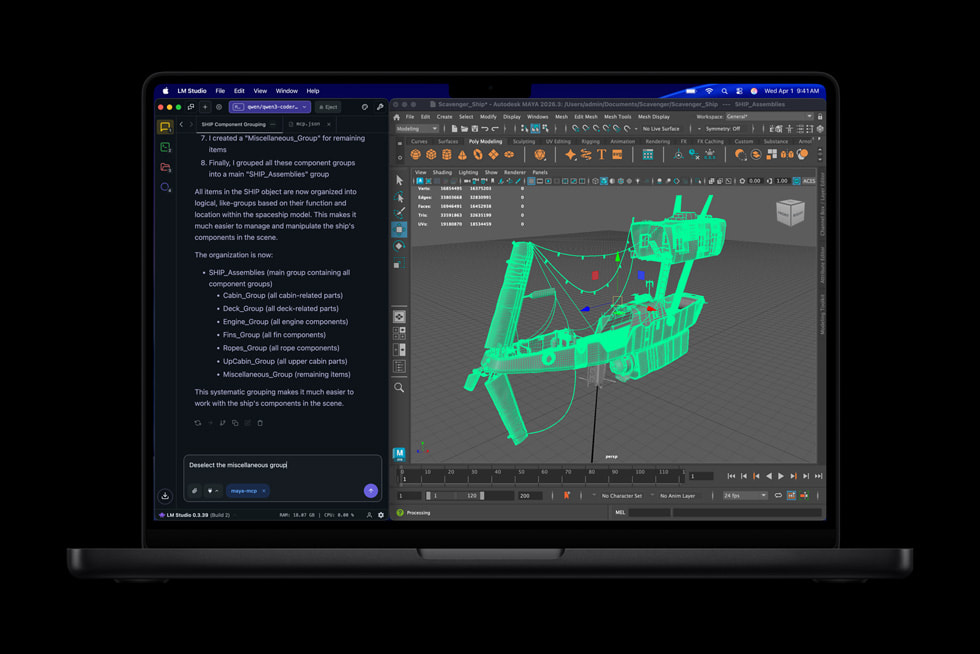 MacBook Pro shows an LM Studio screen.