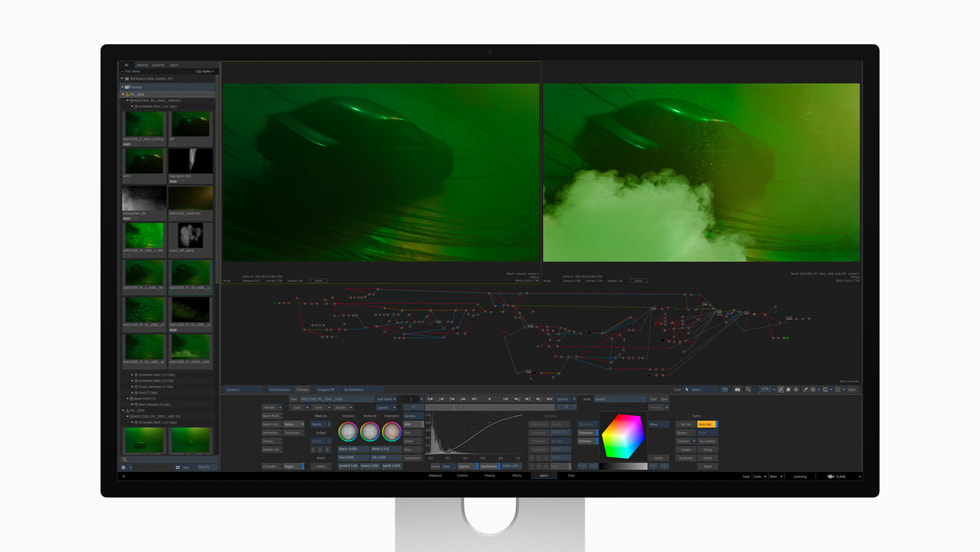 Autodesk Flame en un monitor Studio Display XDR.