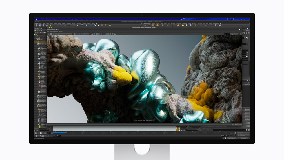 SideFX Houdini en un monitor Studio Display XDR.