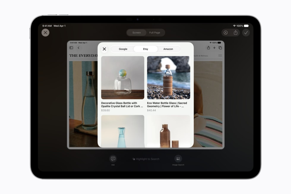 Pantalla de un iPad que muestra la capacidad de multitasking de Siri con varias apps abiertas, como Fotos y Safari.
